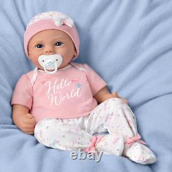 Ashton-Drake Hello World! Lifelike Baby Doll + Magnetic Pacifier Violet Parker