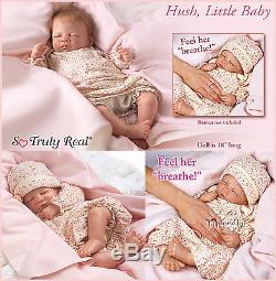 Ashton Drake Hush lifelike Breathing Baby Doll hand applied hair