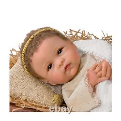 Ashton Drake Jesus, Our Savior Lifelike Baby Doll & Wooden Manger Linda Murray