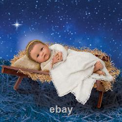 Ashton Drake Jesus, Our Savior Lifelike Baby Doll & Wooden Manger Linda Murray