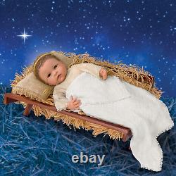 Ashton Drake Jesus, Our Savior Lifelike Baby Doll & Wooden Manger Linda Murray
