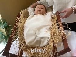 Ashton Drake Jesus, Our Savior Lifelike Baby Doll & Wooden Manger Linda Murray