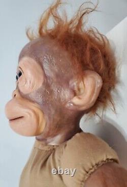 Ashton Drake Lifelike Baby Orangutan Monkey Doll by Simon Laurens 20 BLUE EYES