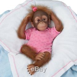 Ashton Drake Lifelike Poseable Baby Monkey Doll Novi, Breathes When Touched
