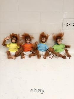 Ashton Drake Lil Bunches Of Fun Miniature Baby Monkey Dolls Lot Of 4 Rare