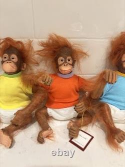 Ashton Drake Lil Bunches Of Fun Miniature Baby Monkey Dolls Lot Of 4 Rare