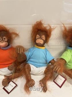 Ashton Drake Lil Bunches Of Fun Miniature Baby Monkey Dolls Lot Of 4 Rare