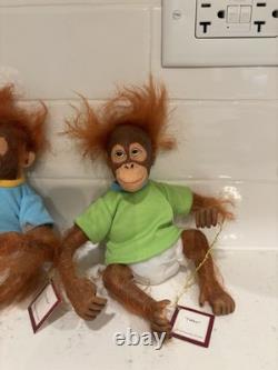 Ashton Drake Lil Bunches Of Fun Miniature Baby Monkey Dolls Lot Of 4 Rare