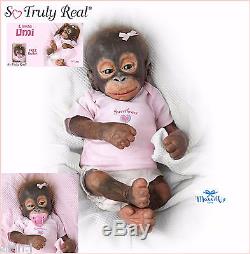 Ashton Drake Little Umi Baby Orangutan Silicone Monkey Doll + FREE Dummy