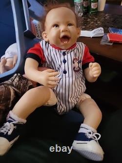 Ashton Drake MICHAEL LITTLE SLUGGER LIFELIKE BABY BOY DOLL Silicone & Vinyl