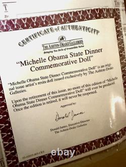 Ashton-Drake Michelle Obama State Dinner Resin Portrait Doll COA NIB 14.75 in