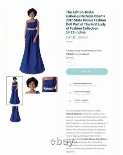 Ashton-Drake Michelle Obama State Dinner Resin Portrait Doll COA NIB 14.75 in