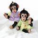 Ashton Drake Monkey See, Monkey Do Poseable Twin Baby Monkey Doll Set