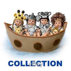 Ashton Drake NOAH S ADORABLE ARK complete set of 4 dolls with fabric ark