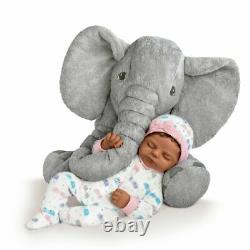 Ashton-Drake Nia Baby Doll And Peanut Plush Elephant Set by Violet Parker