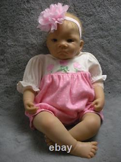 Ashton Drake Reborn Baby Girl Weighted 3lbs Fuzzy Hair Inset Eyes Cloth Body