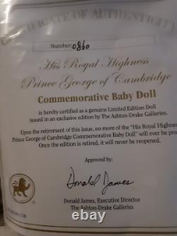 Ashton Drake Royal Baby Prince George of Cambridge Porcelain Doll Satin Gown
