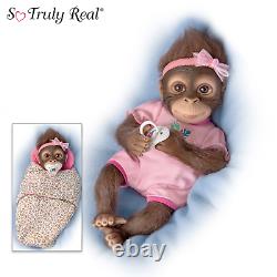 Ashton Drake Snuggle Suri Lifelike Baby Monkey Doll With Custom Bunting