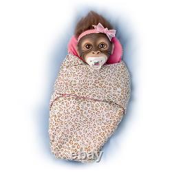 Ashton Drake Snuggle Suri Lifelike Baby Monkey Doll With Custom Bunting