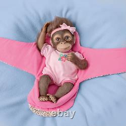 Ashton Drake Snuggle Suri Lifelike Baby Monkey Doll With Custom Bunting