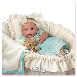 Ashton Drake YOU ARE SO BEAUTIFUL Baby Doll By Linda Murray with wicker basket