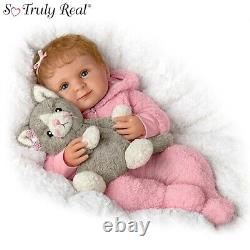 Ashton-Drake Zoe My Snuggle Kitten Lifelike Baby Girl Doll with Plush Cat 17.5