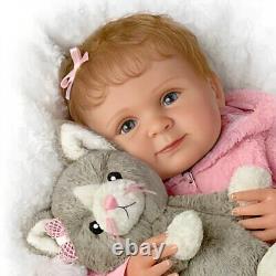 Ashton-Drake Zoe My Snuggle Kitten Lifelike Baby Girl Doll with Plush Cat 17.5