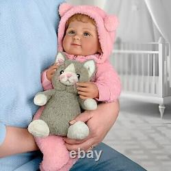 Ashton-Drake Zoe My Snuggle Kitten Lifelike Baby Girl Doll with Plush Cat 17.5