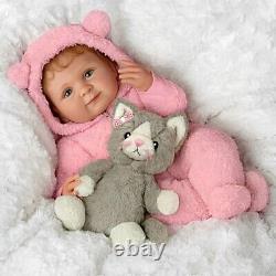 Ashton-Drake Zoe My Snuggle Kitten Lifelike Baby Girl Doll with Plush Cat 17.5