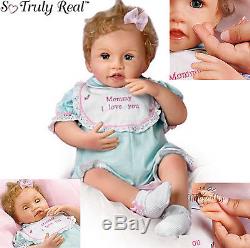 Ashton Drake lifelike Baby girl Doll Katie Kisses Giggles Cries Closes Her Eyes