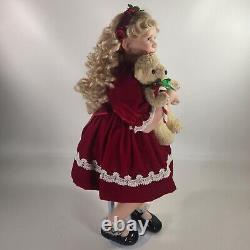 Ashton-drake Galleries 1998 Holly Christmas Doll Porcelain Certificate & Stand