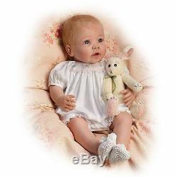 Bunny Hugs Lifelike Poseable Baby Girl Doll With Bunny Friend The Ashton-Drake