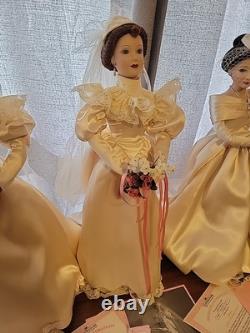 Collection of all 4 Ashton Drake Galleries 1900s Wedding Dress porcelain dolls
