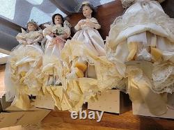 Collection of all 4 Ashton Drake Galleries 1900s Wedding Dress porcelain dolls