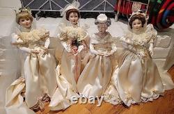 Collection of all 4 Ashton Drake Galleries 1900s Wedding Dress porcelain dolls