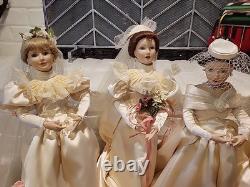 Collection of all 4 Ashton Drake Galleries 1900s Wedding Dress porcelain dolls