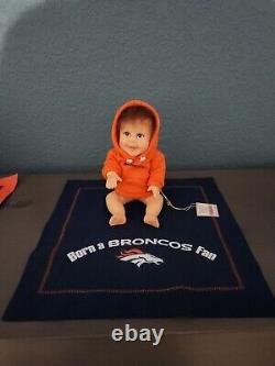 Complete set of 12 Ashton-Drake Denver Broncos collectible baby dolls