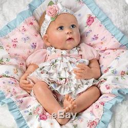 Gabby Rose Lifelike Baby by Ashton-Drake with Quilt and Blanket New