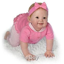 Interactive Touch Activated Aubrey Crawling Baby Girl Doll Ashton Drake New