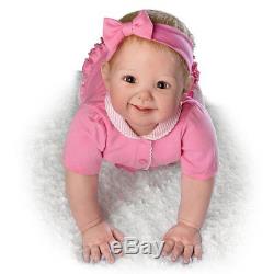 Interactive Touch Activated Aubrey Crawling Baby Girl Doll Ashton Drake New