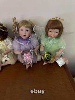 Lot of 10 Porcelain Girls Dolls Ashton Drake Most with Tags Baby Wings Etc