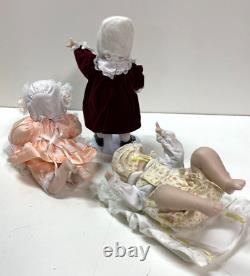 Lot of 11 Ashton Drake Galleries Porcelain Mini Baby Dolls with Display