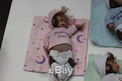 Lot of 7 Ashton Drake Baby Monkies Lil Bundles Monkey Dolls Blankets Tags Small