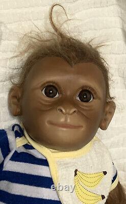 Monkey Dolls Ashton Drake Galleries ADG Baby Reborn outfit posable brown eyes