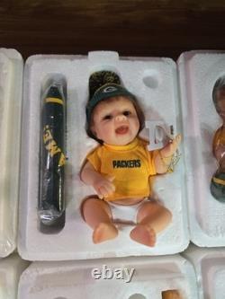 NFL Ashton Drake Galleries Green Bay Packers Collectible Baby Doll 5 Huge Lot
