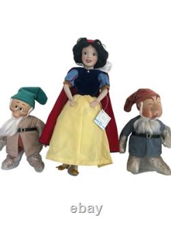 NWT Snow White Seven Dwarfs Complete Set 8 Ashton-Drake Porcelain Dolls COA