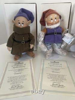 NWT Snow White Seven Dwarfs Complete Set 8 Ashton-Drake Porcelain Dolls COA