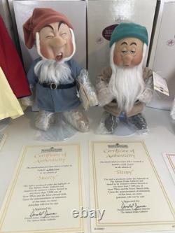 NWT Snow White Seven Dwarfs Complete Set 8 Ashton-Drake Porcelain Dolls COA