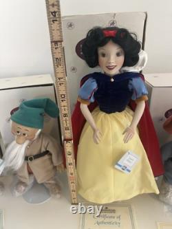 NWT Snow White Seven Dwarfs Complete Set 8 Ashton-Drake Porcelain Dolls COA