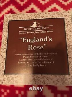Princess Diana Englands Rose Teddy Bear Mint In Box 1999 Ashton Drake